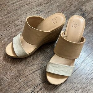 Beige and Cream Wedge Sandals